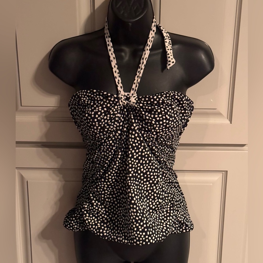 Tankini Black and White Polka Dot Halter Women’s tankini SMALL 15in pit to pit